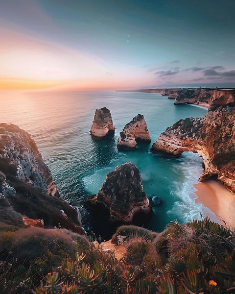 Algarve in avondkleuren van fernlichtsicht