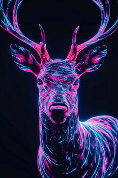 Neon hert in futuristisch lichtontwerp van De Muurdecoratie