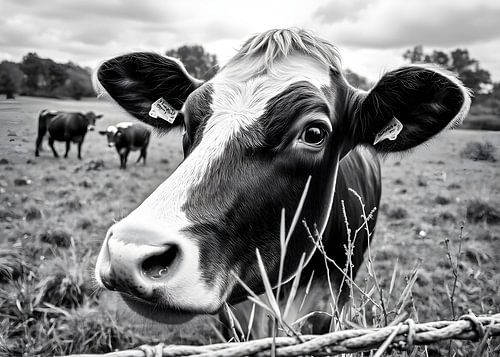 TW living - black white photo - cow 2