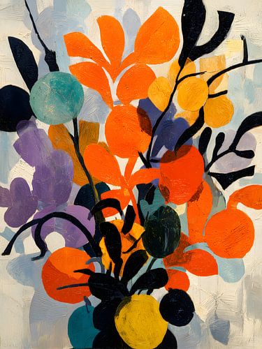 Vibrant abstract floral composition