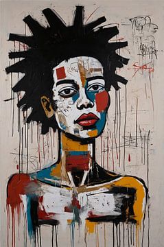 Vrouw Jean-Michel Basquiat stijl van De Muurdecoratie