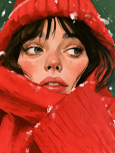Portrait d'hiver, enveloppé d'écarlate