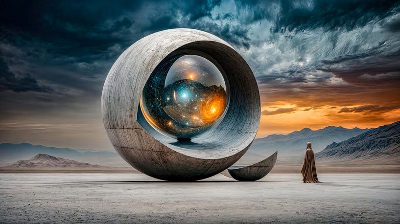 De bol van kosmische reflectie van Klaus Tesching - Art-AI