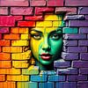 Visage de femme - Dans le flux de la couleur. La femme qui brise le mur et donne vie à ce qui est figé (1 de 3) sur AidasignArt