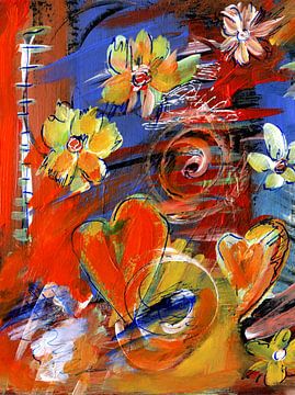 gelukkig - bloemen en harten van Claudia Gründler