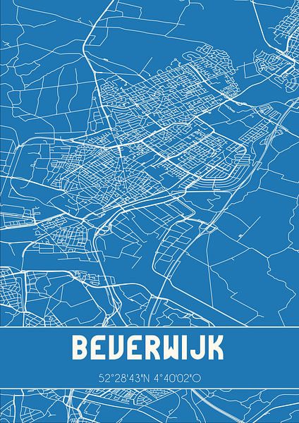Blueprint | Map | Beverwijk (North Holland) by Prints of Place