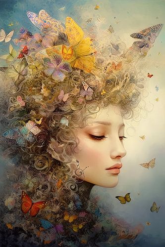 Vrouw met vlinders