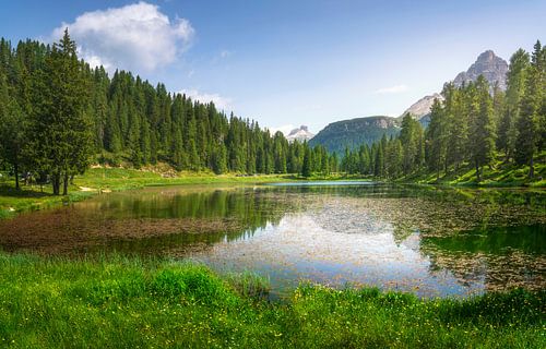 Antorno Lake Reflection of Lavaredo Peaks in the Dolomites