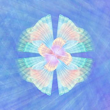 Ornament Muschel in Blau, Türkis und Rosa von Claudia Gründler