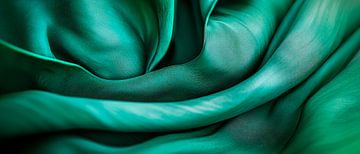 Zijdeachtige, groene stof met plooien van Poster Art Shop