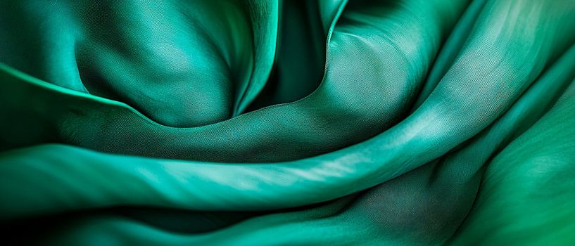 Silky, green fabric with pleats by Poster Art Shop
