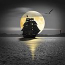 Ein Schiff mit schwarzen Segeln von Monika Jüngling Miniaturansicht