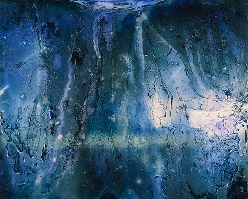 Layered solargraph in indigo, ice blue and green