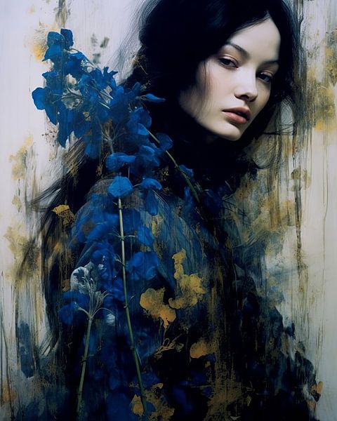 Portret "Feeling blue" van Carla Van Iersel