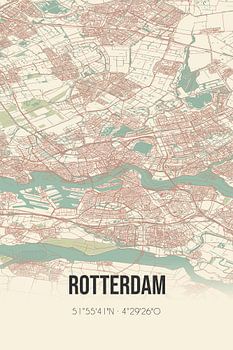 Vieille carte de Rotterdam (Hollande méridionale)