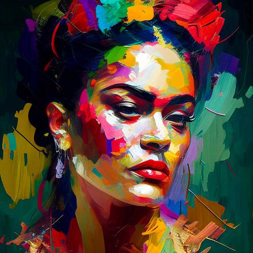 Farbenfrohes Gemälde von Frida