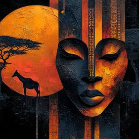 afrikaans-zwart-goud-oranje van Gelissen Artworks