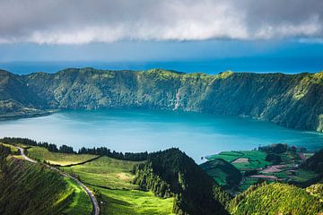 Sete Cidades Caldera en Lagoa Azul op de Azoren van Sascha Kilmer