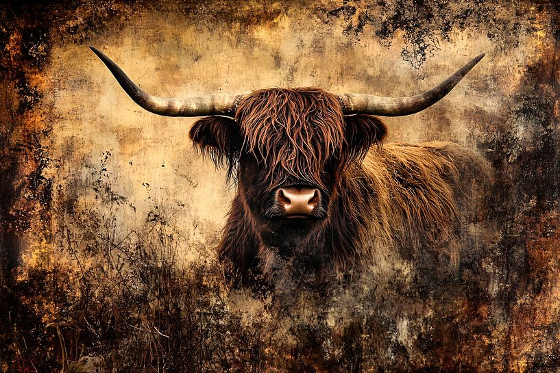 Scottish highlander in autumn colours by Art & Soul Creations