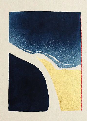 Abstracte kust in blauw en goud