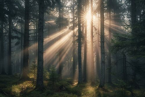Magisch licht in het bos