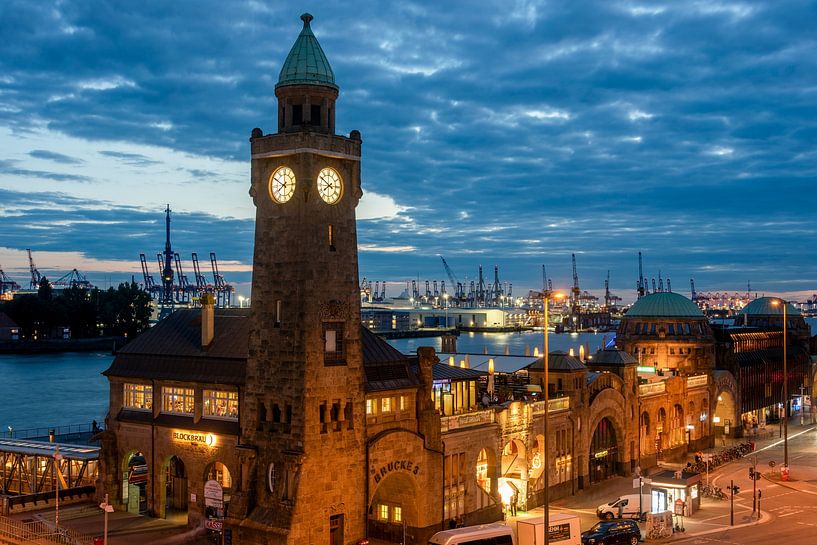 Hamburg landing bridges at blue hour by Stephan Schulz