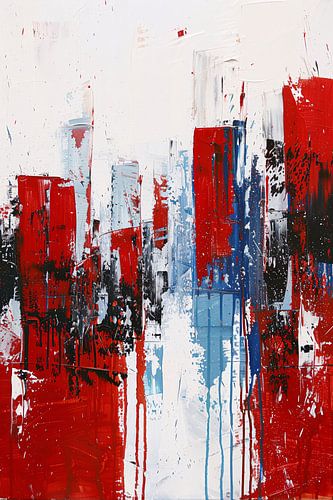 Abstracte stad in dynamische kleuren schilderij