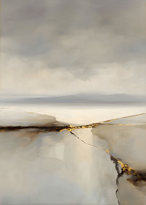 Minimalistische Abstract Wabi-Sabi Gold Kunst