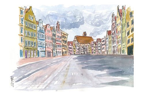 Landshut old town view with Hl. Geist church