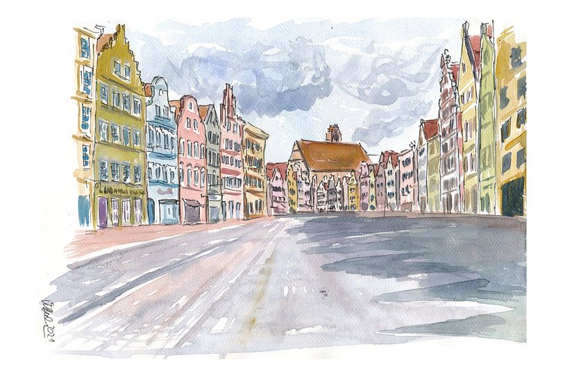 Landshut Altstadt Ansicht mit Hl. Geist Kirche von Markus Bleichner