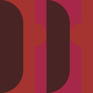 Art géométrique abstrait de style rétro en rose, orange et marron no. 9 sur Dina Dankers