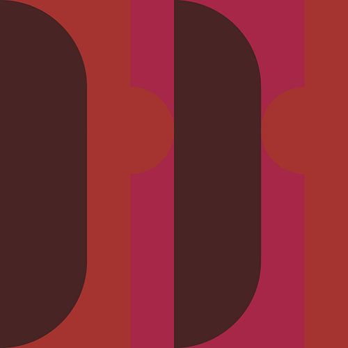 Abstracte geometrische kunst in retrostijl in roze, oranje en bruin nr. 9