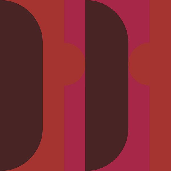 Abstrakte geometrische Kunst im Retrostil in rosa, orange und braun Nr. 9 von Dina Dankers