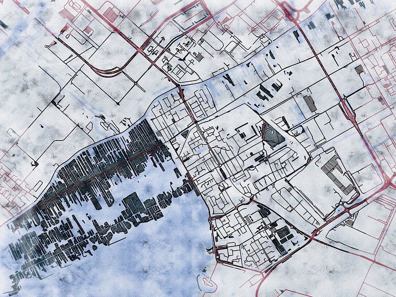 Map of Aalsmeer with the style 'White Winter' by Maporia