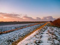 Zonsondergang in de polders in Zeeland