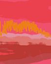Colorful home. Abstract landscape painting in yellow, pink, red, brown, purple by Dina Dankers thumbnail