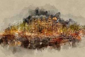 Amsterdam by night (kunst) van Art by Jeronimo