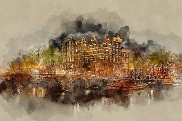 Amsterdam bei Nacht (Kunst) von Art by Jeronimo