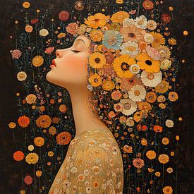 Blumen | Bunter Blumenkopfschmuck von Blickfänger Gemälde