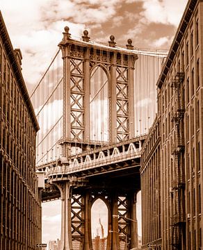 Manhattan Bridge seen from Brooklyn Backstreet by Ruurd Dankloff