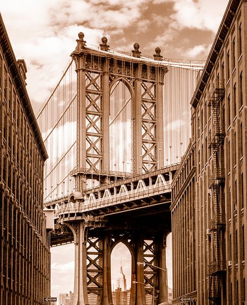 Manhattan Bridge seen from Brooklyn Backstreet by Ruurd Dankloff
