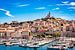 Segelboote im alten Hafen von Marseille mit Blick auf Basilika Notre dame de la garde von Dieter Walther