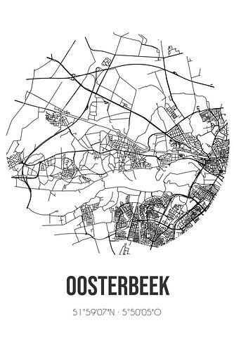 Oosterbeek (Gelderland) | Karte | Schwarz und Weiß