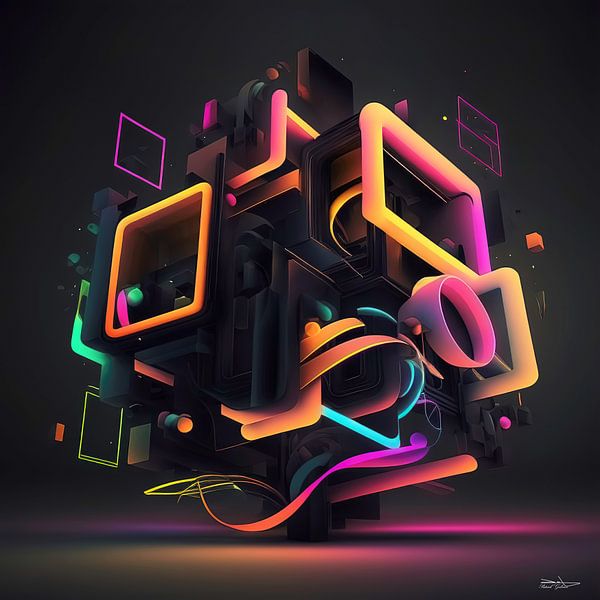 abstrakte Neon-Kunst von Gelissen Artworks