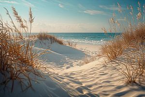 Eine Strandlandschaft mit dem Meer.