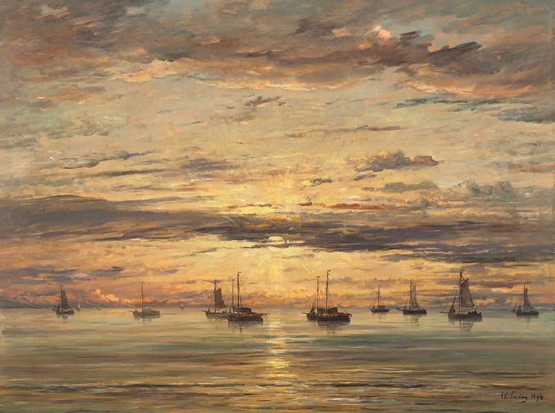 Coucher de soleil à Scheveningen, Hendrik Willem Mesdag par Des maîtres magistraux