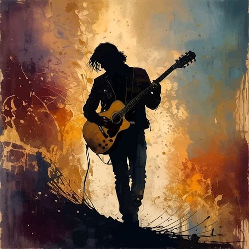 Harmonic Flow – Abstract schilderij van een gitarist