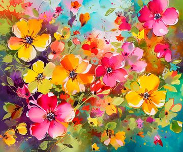 Vrolijke lentebloemen van Peet de Rouw