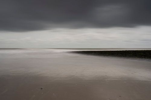 Bad weather over the North Sea on the Blankenberg coast