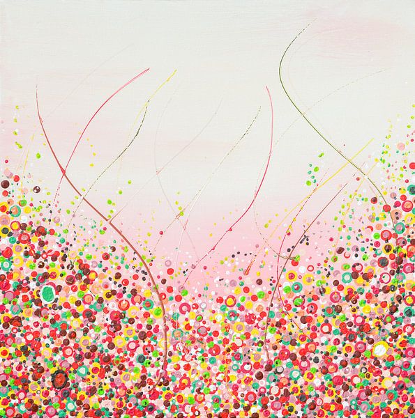 Fiesta Sunset - buntes fröhliches abstraktes Gemälde von Qeimoy